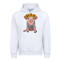 White sunflower pig with gemstone Urban Hoodie - RanaPortraitStore