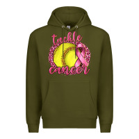 Army Green Tackle Cancer Softball Premium Hoodie - texasbilliewilder