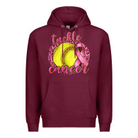Burgundy Tackle Cancer Softball Premium Hoodie - texasbilliewilder