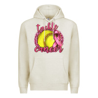 Oatmeal Heather Tackle Cancer Softball Premium Hoodie - texasbilliewilder