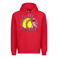 Red Tackle Cancer Softball Premium Hoodie - texasbilliewilder