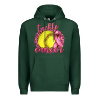 Sports Green Tackle Cancer Softball Premium Hoodie - texasbilliewilder