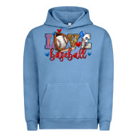 Pigment Pebble Blue love baseball Urban Hoodie - Zillion Design Studio