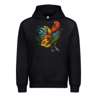 Black rooster with sunflowers Urban Hoodie - RanaPortraitStore
