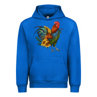 Cobalt rooster with sunflowers Urban Hoodie - RanaPortraitStore