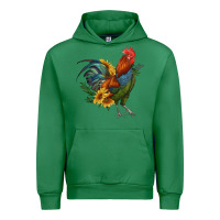 Emerald rooster with sunflowers Urban Hoodie - RanaPortraitStore