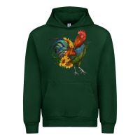 Forest Green rooster with sunflowers Urban Hoodie - RanaPortraitStore