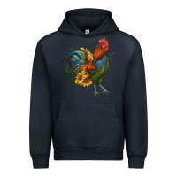 Navy rooster with sunflowers Urban Hoodie - RanaPortraitStore