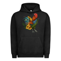 Pigment Black rooster with sunflowers Urban Hoodie - RanaPortraitStore