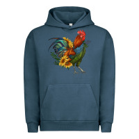 Pigment Midnight Navy rooster with sunflowers Urban Hoodie - RanaPortraitStore
