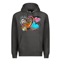 Charcoal Heather western leopard  racing  hearts Premium Hoodie - AdoDesignShop
