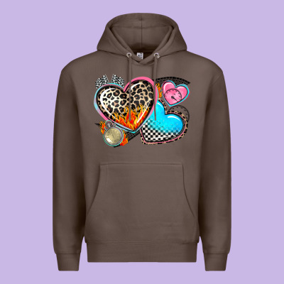 Western Leopard  Racing  Hearts Premium Hoodie Designed By Adodesignshop