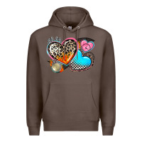 Coffee western leopard  racing  hearts Premium Hoodie - AdoDesignShop