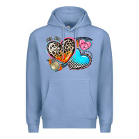 Colony Blue western leopard  racing  hearts Premium Hoodie - AdoDesignShop