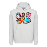 Dove Grey western leopard  racing  hearts Premium Hoodie - AdoDesignShop