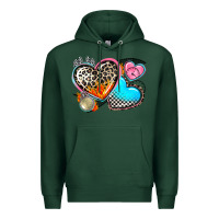 Sports Green western leopard  racing  hearts Premium Hoodie - AdoDesignShop