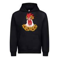 Black rooster head with sunflowers Urban Hoodie - RanaPortraitStore