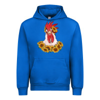 Cobalt rooster head with sunflowers Urban Hoodie - RanaPortraitStore