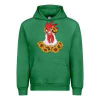 Emerald rooster head with sunflowers Urban Hoodie - RanaPortraitStore