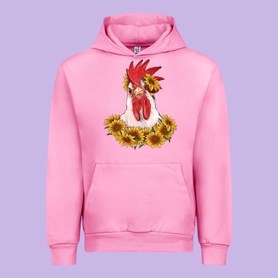 Rooster Head With Sunflowers Urban Hoodie Designed By Ranaportraitstore
