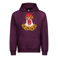 Mauve Wine rooster head with sunflowers Urban Hoodie - RanaPortraitStore