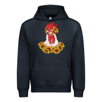 Navy rooster head with sunflowers Urban Hoodie - RanaPortraitStore