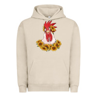 Pigment French Oak rooster head with sunflowers Urban Hoodie - RanaPortraitStore