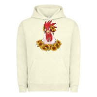 Pigment Pistachio rooster head with sunflowers Urban Hoodie - RanaPortraitStore
