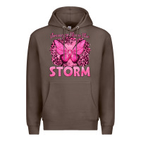 Coffee Stronger Than The Storm Breast Cancer Premium Hoodie - texasbilliewilder