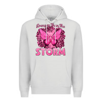 Dove Grey Stronger Than The Storm Breast Cancer Premium Hoodie - texasbilliewilder