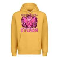 Mustard Stronger Than The Storm Breast Cancer Premium Hoodie - texasbilliewilder