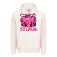 Pale Pink Stronger Than The Storm Breast Cancer Premium Hoodie - texasbilliewilder