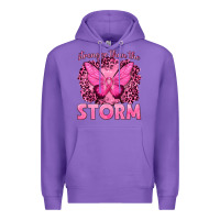 Purple Stronger Than The Storm Breast Cancer Premium Hoodie - texasbilliewilder