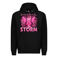 Black Stronger Than The Storm Breast Cancer Premium Hoodie - texasbilliewilder