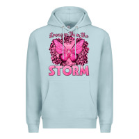 Blue Mist Stronger Than The Storm Breast Cancer Premium Hoodie - texasbilliewilder
