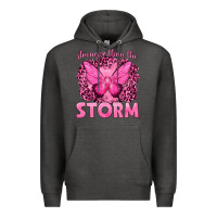 Charcoal Heather Stronger Than The Storm Breast Cancer Premium Hoodie - texasbilliewilder