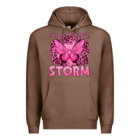 Chestnut Stronger Than The Storm Breast Cancer Premium Hoodie - texasbilliewilder
