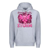 Heather Grey Stronger Than The Storm Breast Cancer Premium Hoodie - texasbilliewilder