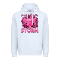 White Stronger Than The Storm Breast Cancer Premium Hoodie - texasbilliewilder