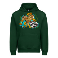 Forest Green leopard cowhide hearts Urban Hoodie - Zillion Design Studio