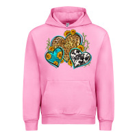 Fuchsia Pink leopard cowhide hearts Urban Hoodie - Zillion Design Studio