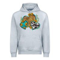 Heather Grey leopard cowhide hearts Urban Hoodie - Zillion Design Studio