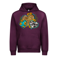 Mauve Wine leopard cowhide hearts Urban Hoodie - Zillion Design Studio