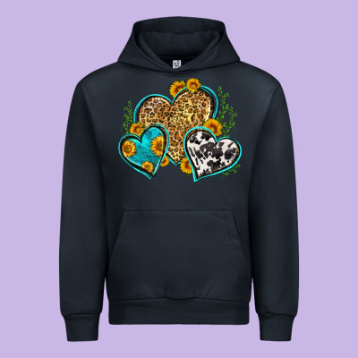 Leopard Cowhide Hearts Urban Hoodie Designed By Zillion Design Studio