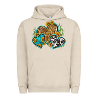 Pigment French Oak leopard cowhide hearts Urban Hoodie - Zillion Design Studio