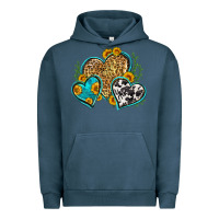 Pigment Midnight Navy leopard cowhide hearts Urban Hoodie - Zillion Design Studio