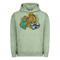 Pigment Oil Green leopard cowhide hearts Urban Hoodie - Zillion Design Studio