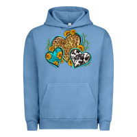 Pigment Pebble Blue leopard cowhide hearts Urban Hoodie - Zillion Design Studio