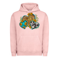 Pigment Salmon leopard cowhide hearts Urban Hoodie - Zillion Design Studio