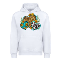 White leopard cowhide hearts Urban Hoodie - Zillion Design Studio